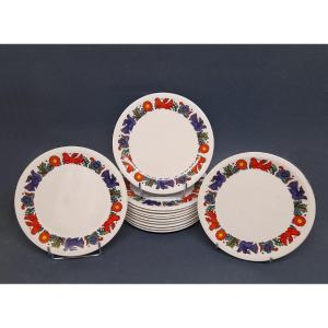 Villeroy & Boch, Porcelaine, "Acapulco", 12 Assiettes à Dessert
