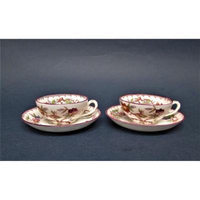 Sarreguemines, 2 Petites Tasses d'Enfant En Porcelaine, Décor N° 252