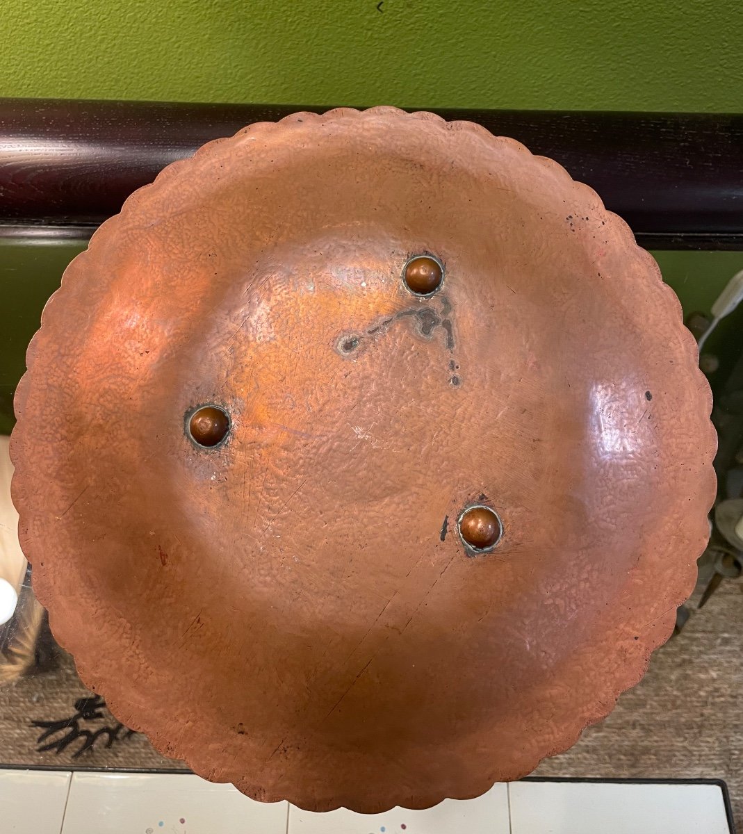 Plat Circulaire En Cuivre Incrusté D’argent Origine Iran-photo-4