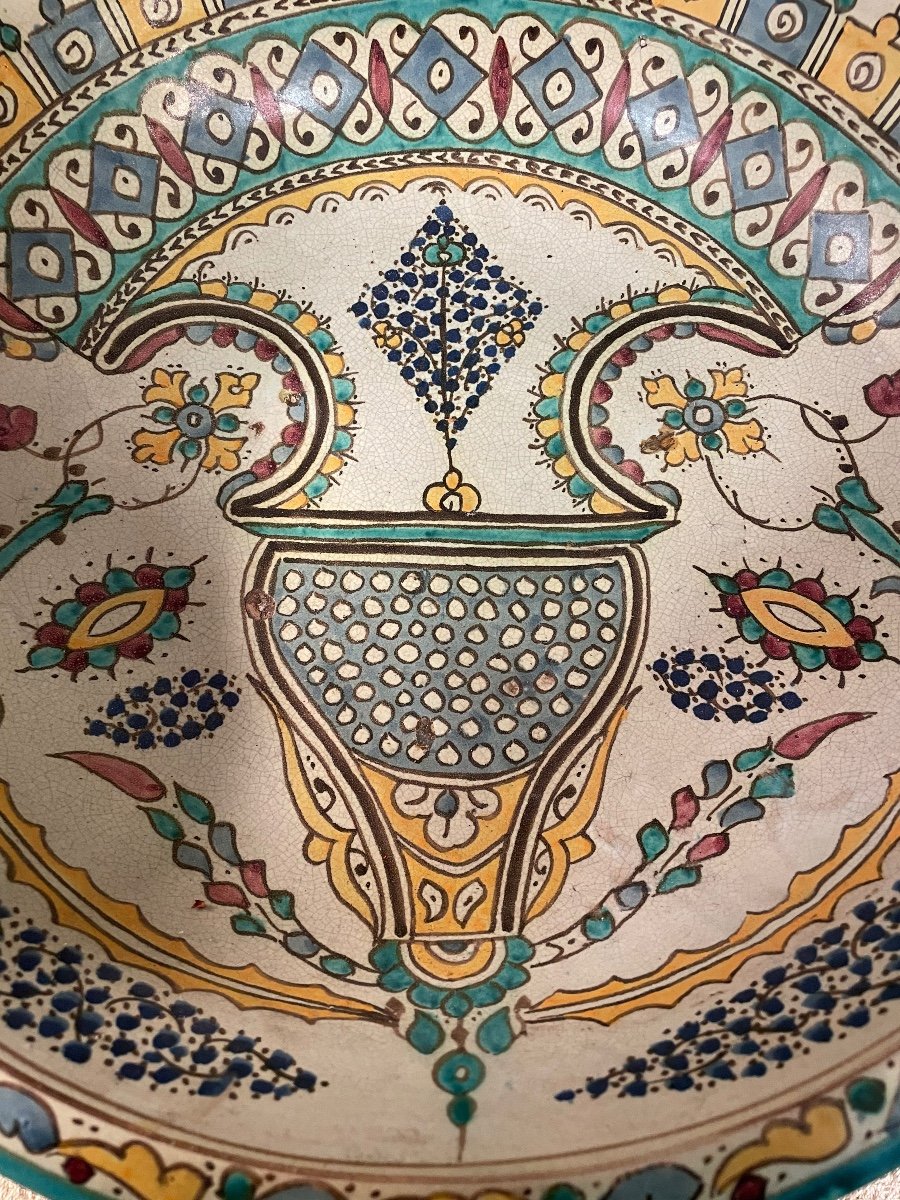 Très Grand Plat Nabeul En Céramique Craquelée Du Maghreb XIXeme-photo-3