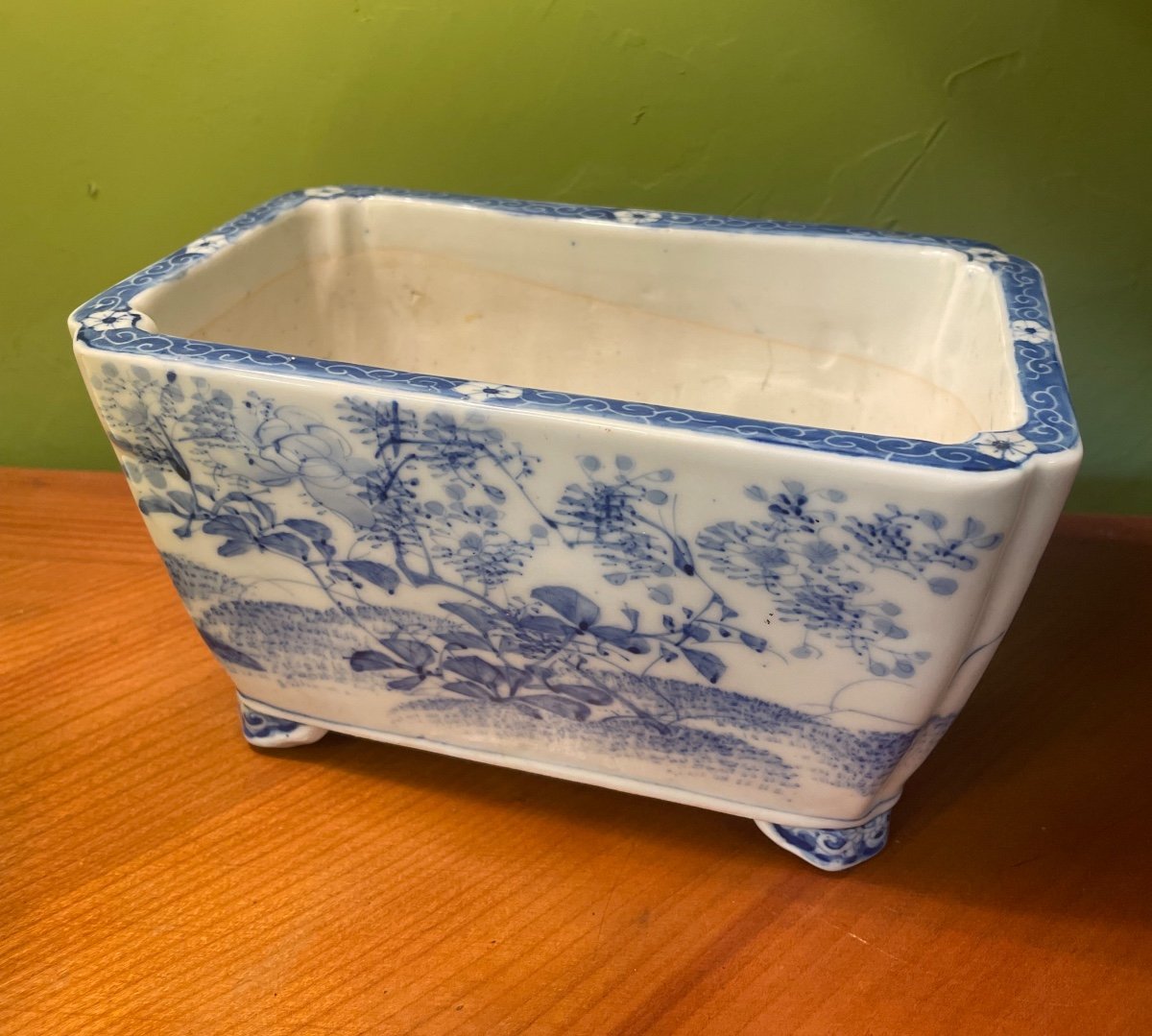 Meiji Porcelain Planter, 19th Century, Blue And White-photo-4