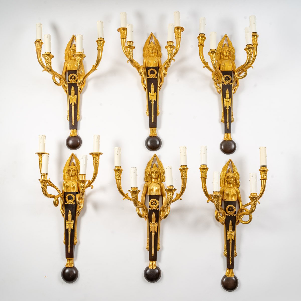 A Suite Of Six Wall - Lights In 1st Empire Style.