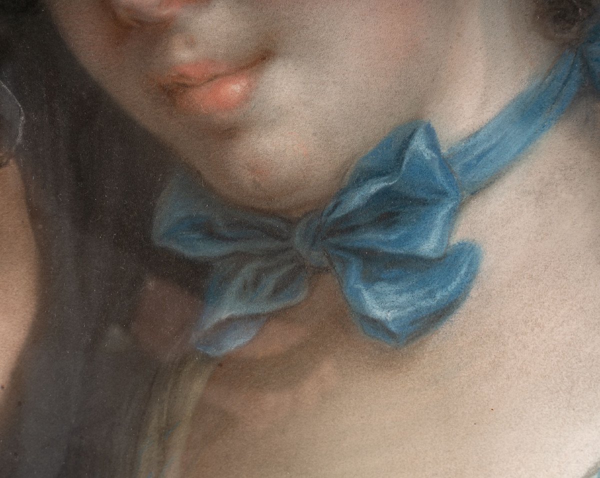 A Portrait Of A Young Woman With A Blue Ribbon.-photo-4