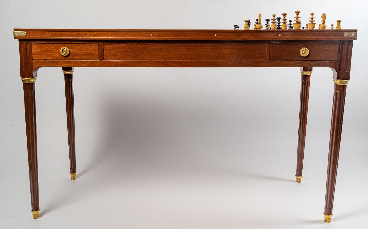 Table De Jeux Tric-trac d'époque Louis XVI (1774 - 1793).-photo-2