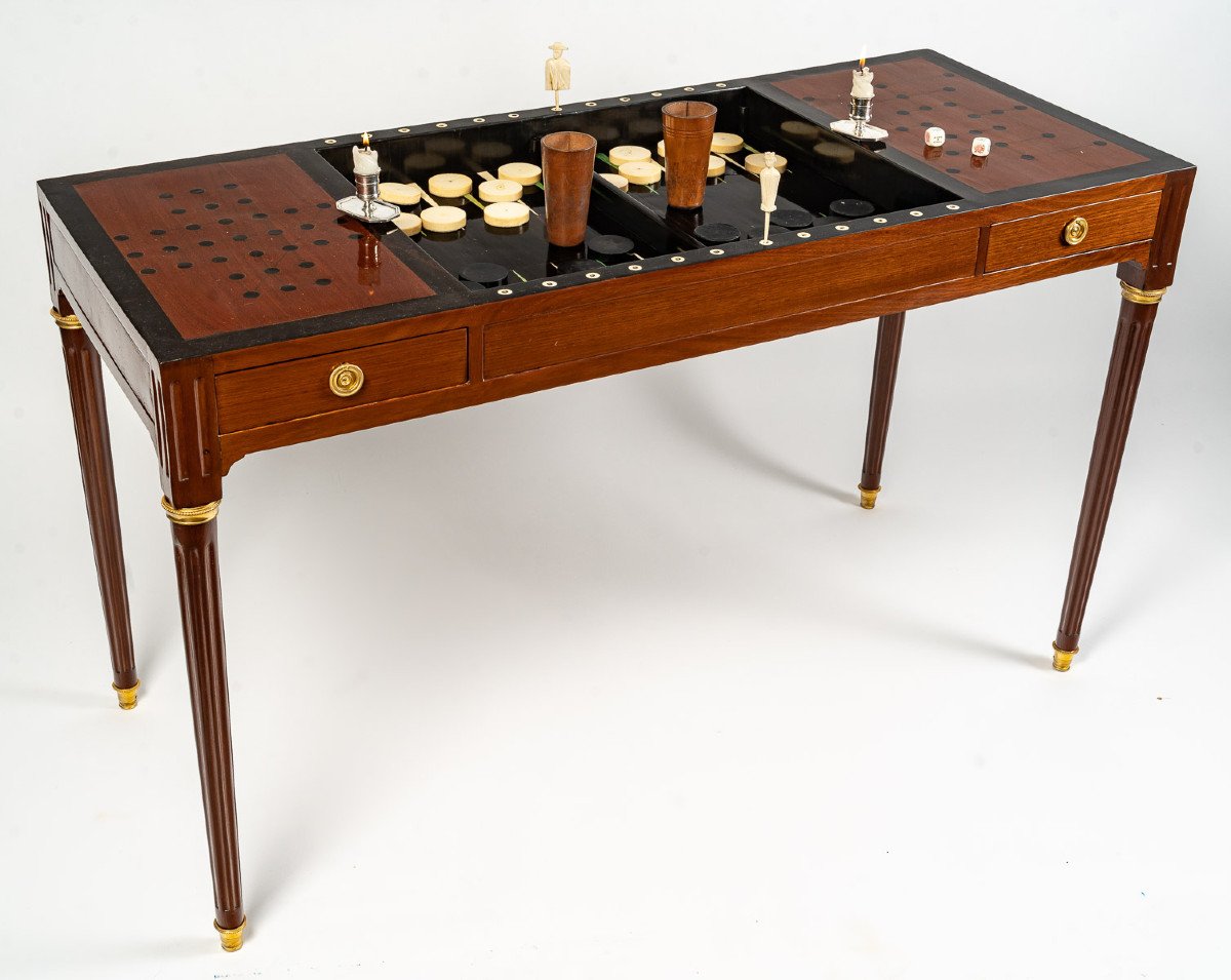 Table De Jeux Tric-trac d'époque Louis XVI (1774 - 1793).-photo-8