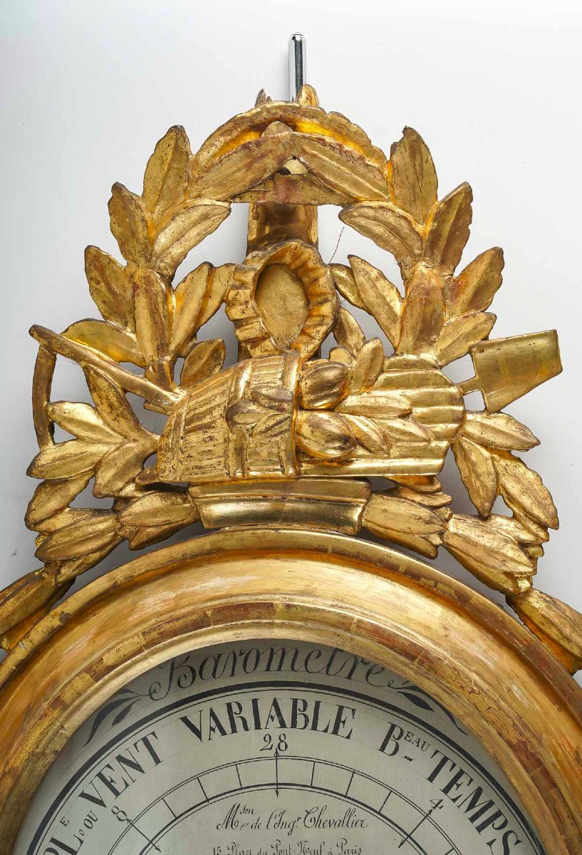 Baromètre - Thermomètre d'époque Louis XVI ( 1774 - 1793).-photo-2