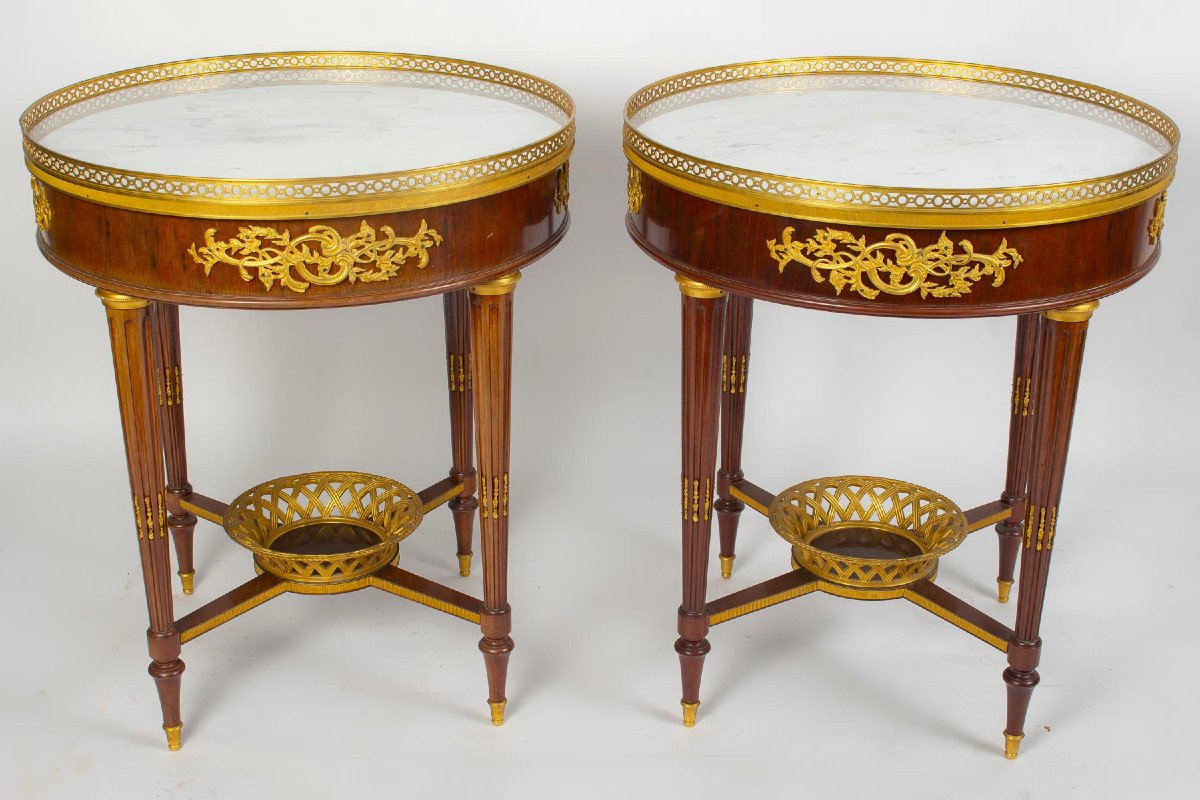Paire De Tables Bouillottes De Style Louis XVI.-photo-4