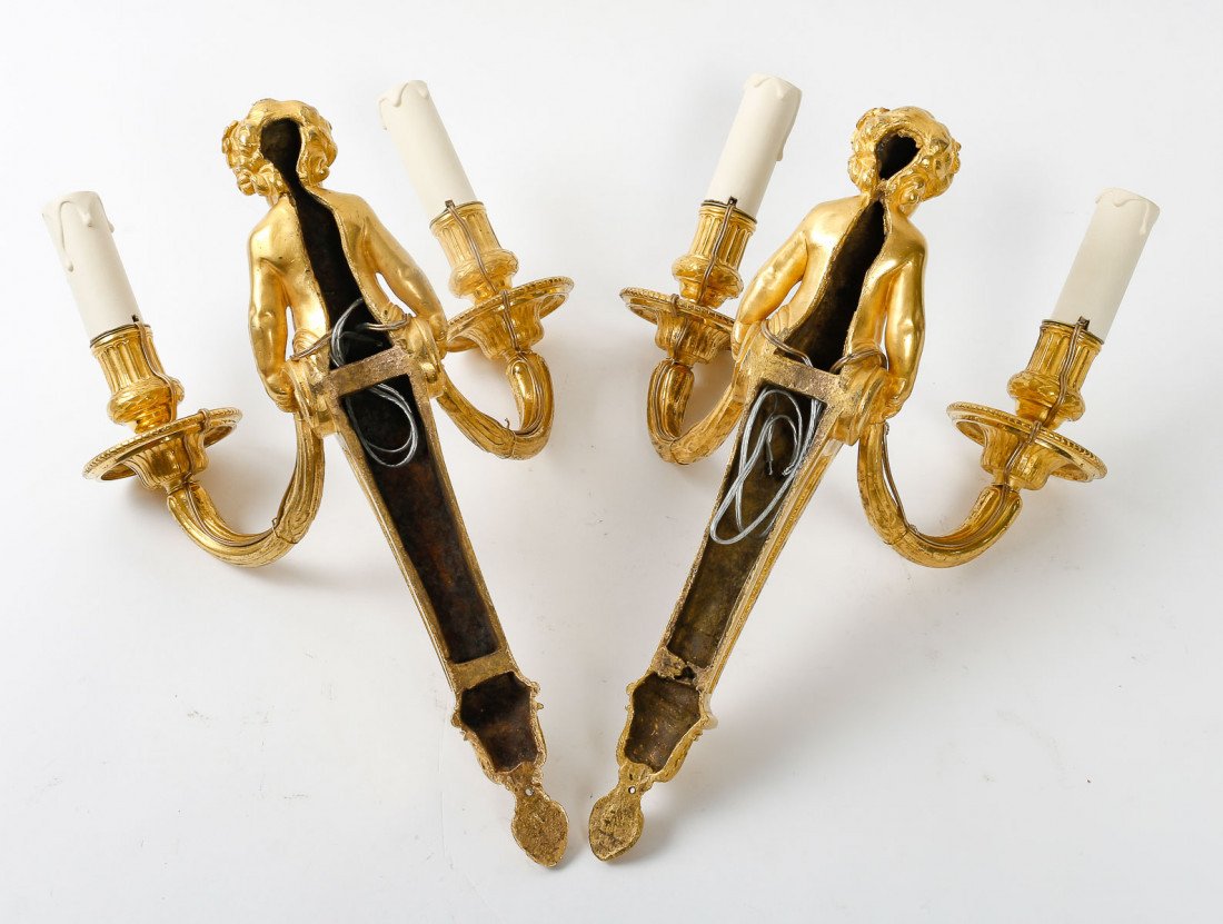 Paire d'Appliques d'époque Louis XVI (1774 - 1793).-photo-1