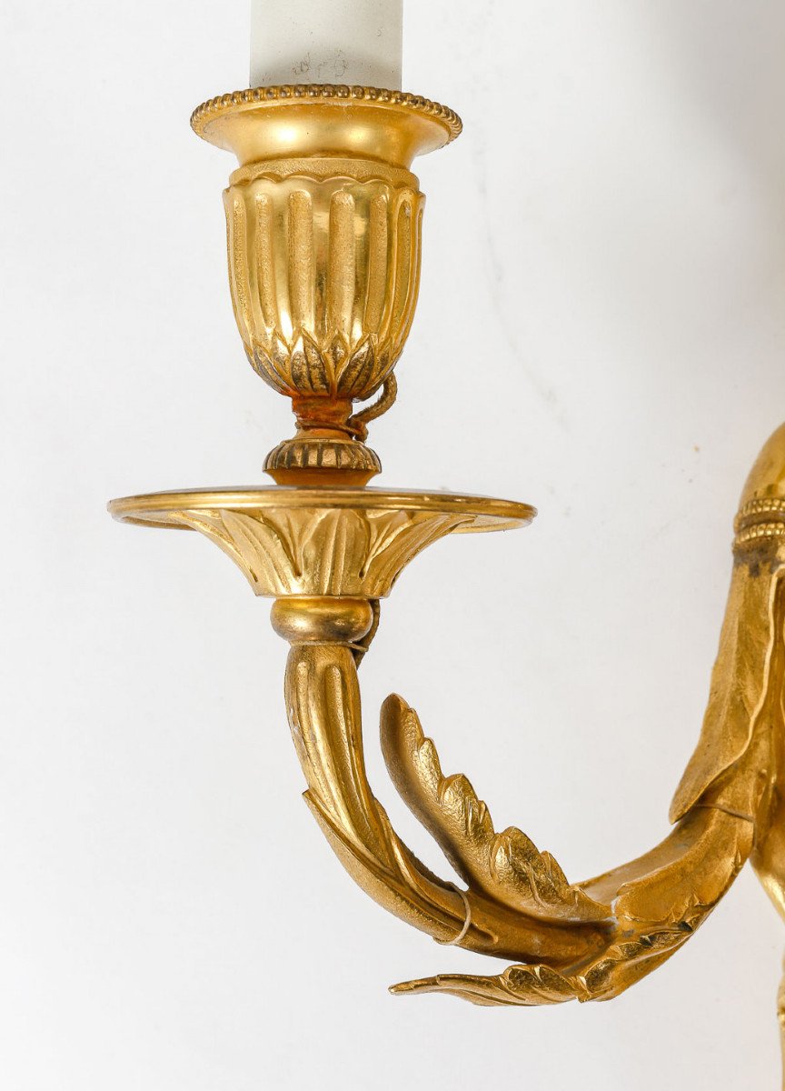 A Napoleon III Period (1851 - 1870) Pair Of Wall - Light In Louis XVI Style.-photo-2