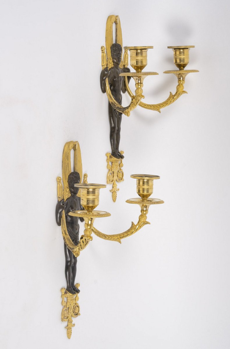 Paire d'Appliques d'époque 1er Empire (1804 - 1815).-photo-3