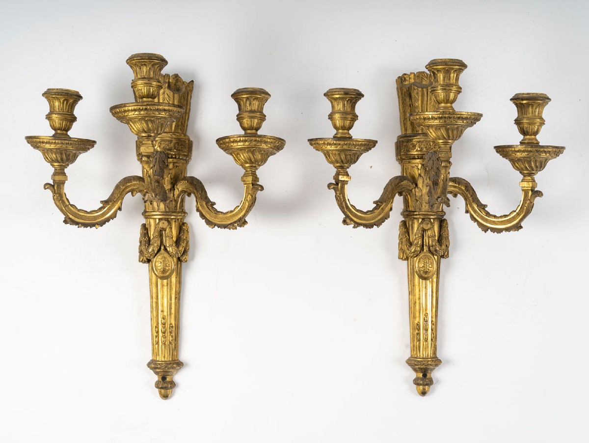 Pair Of Large Louis XVI Period Wall Lights. 18th Century.