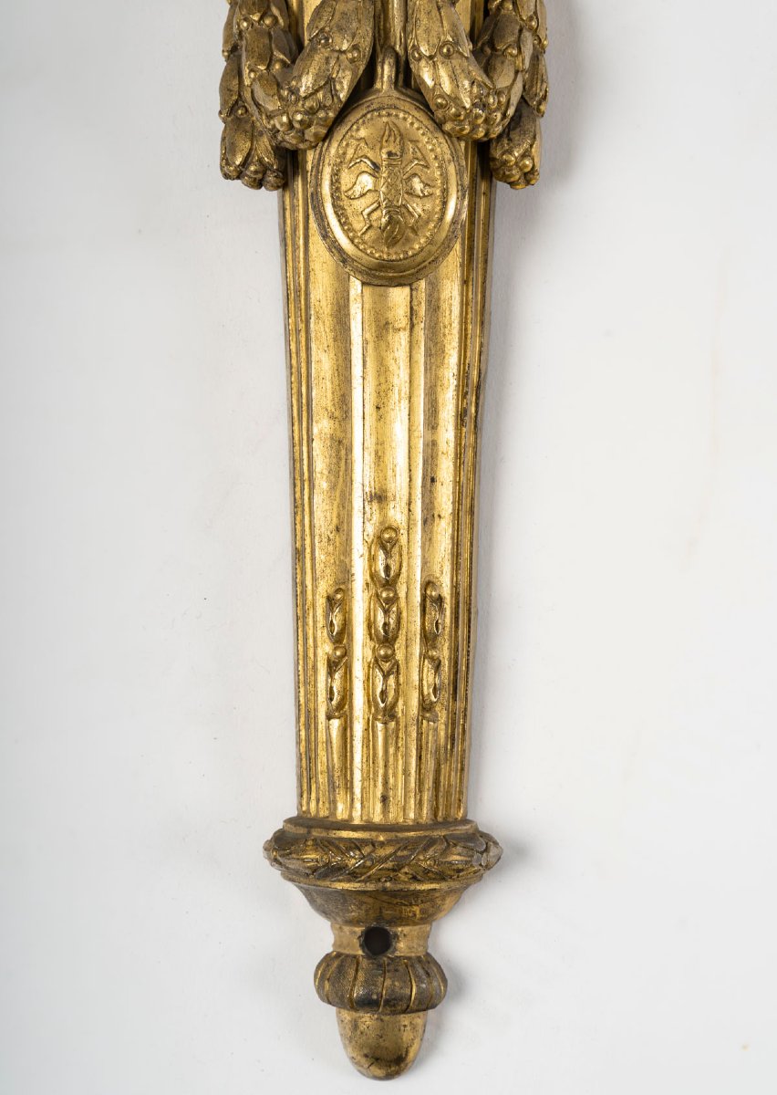 Paire de grandes appliques d'époque Louis XVI. XVIIIe siècle.-photo-2