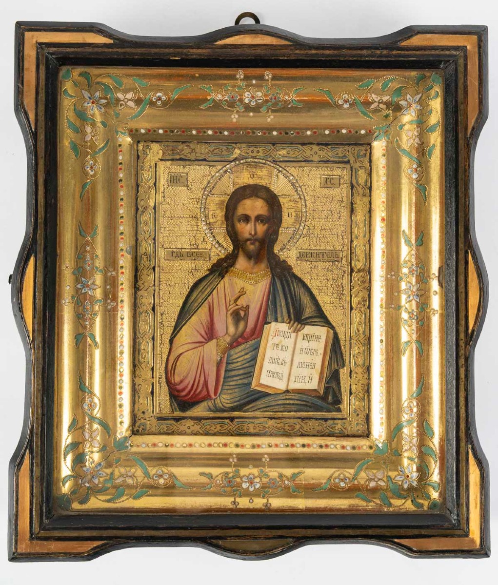Icone représentant le Christ Pantocrator, Russie, XIXème siècle.