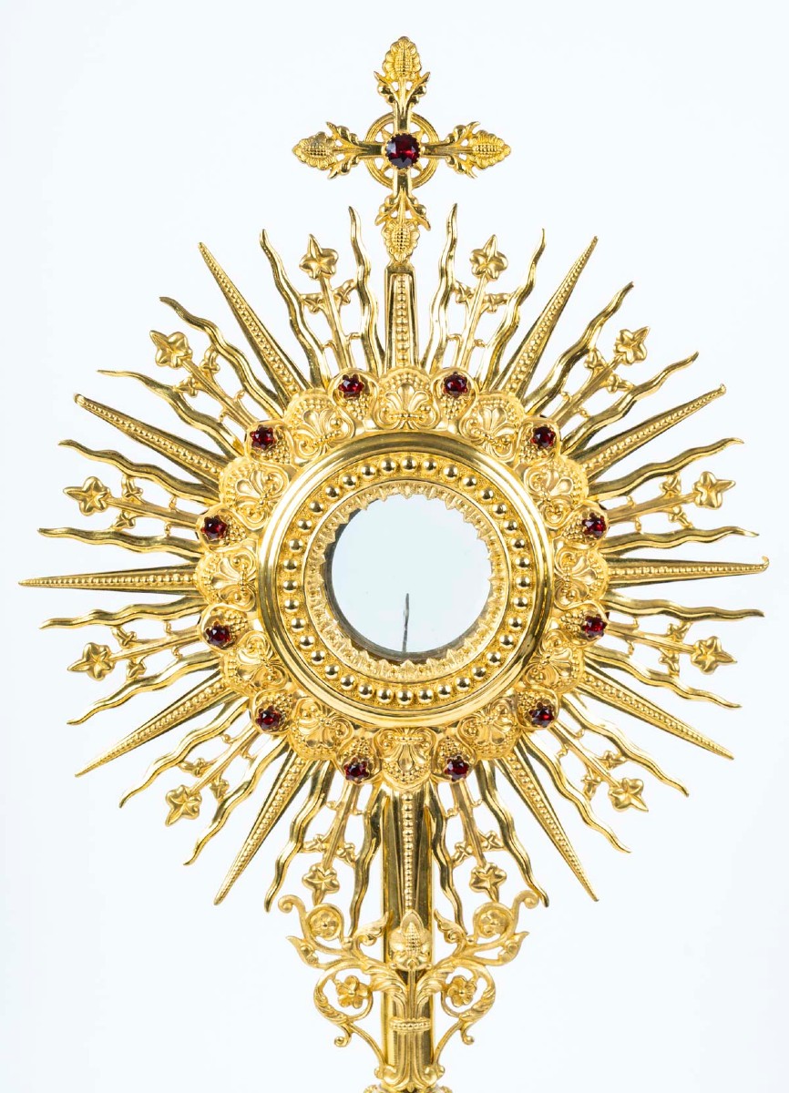 Ostensoir en bronze doré, Epoque Napoléon III, XIXe siècle.-photo-3