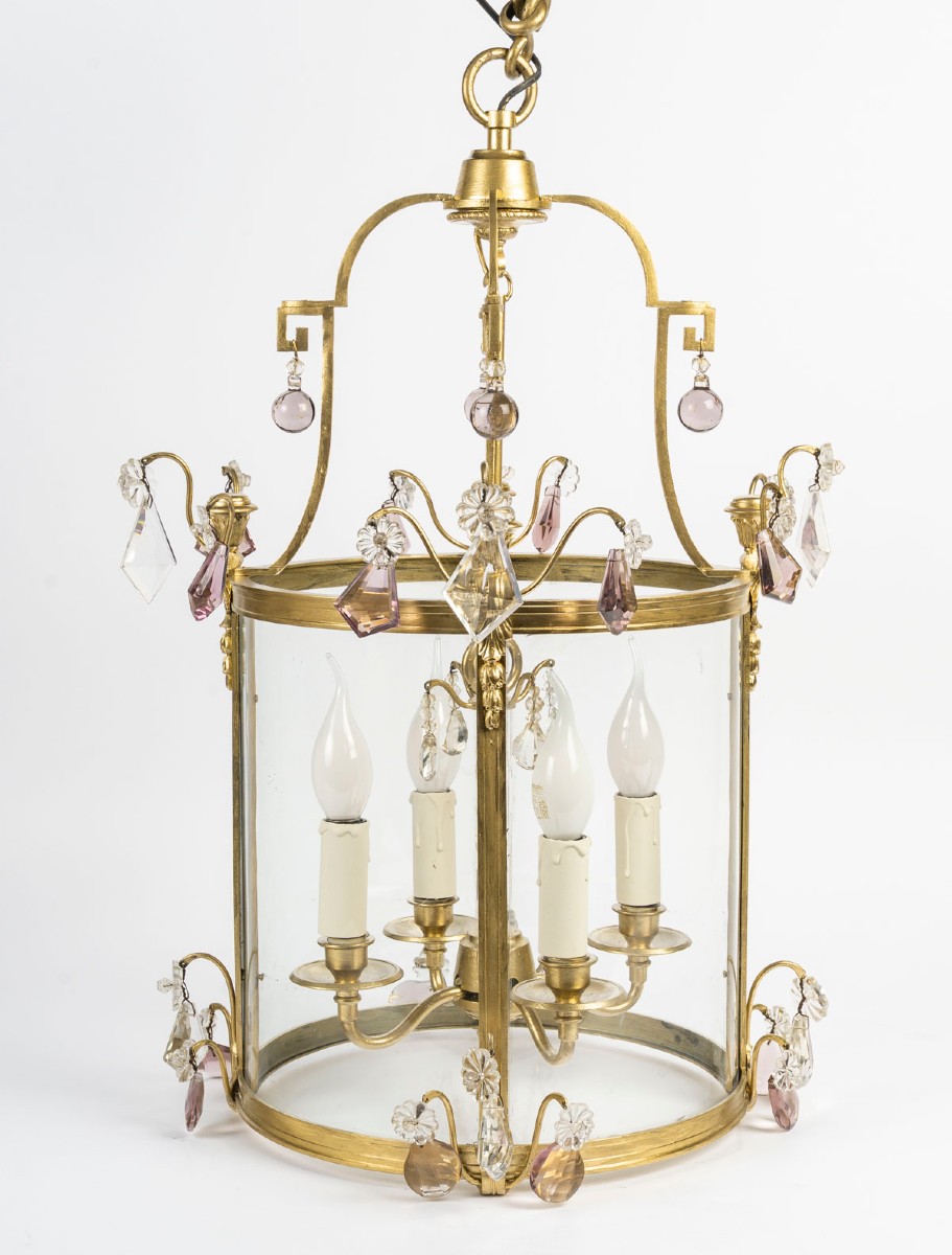 Louis XVI Style Gilt Bronze Lantern, 19th Century. -photo-1