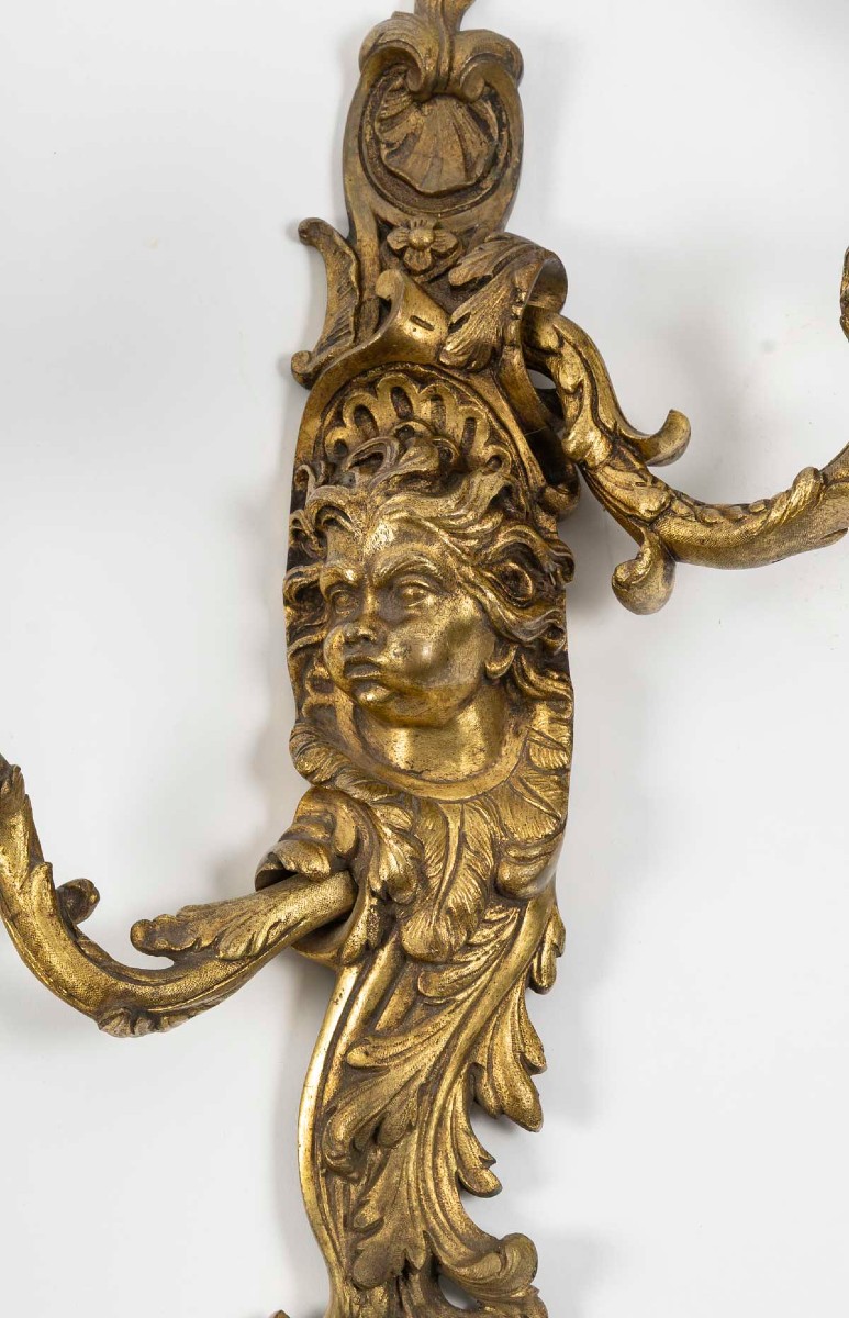 Paire d'appliques de style Régence, d'époque Napoléon III, XIXème siècle-photo-3
