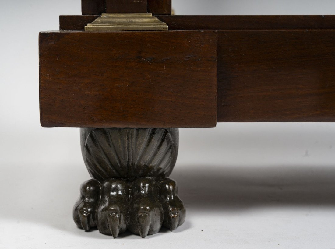 Petite console en acajou et bronze doré, d'époque Ier empire (1804-18015), XIXème siècle.-photo-4