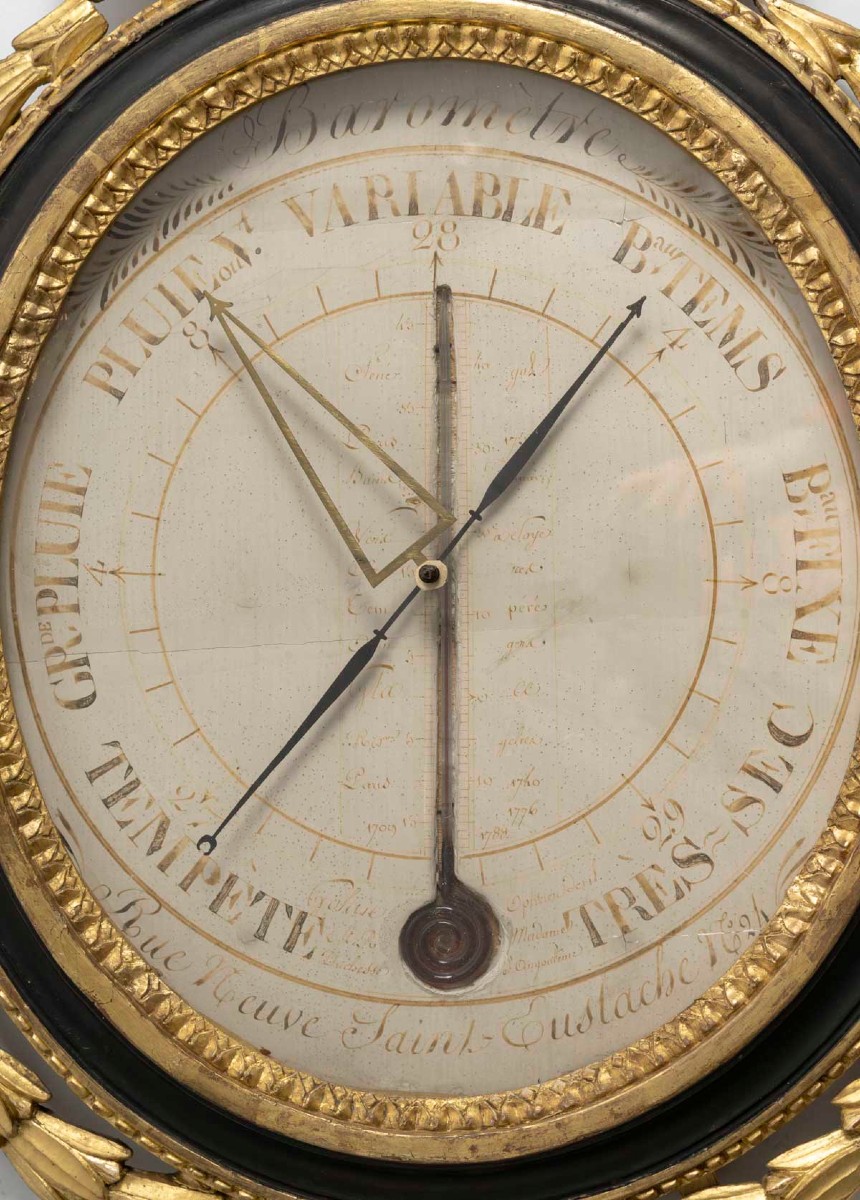 Wooden Barometer Carved According To Torricelli, From The Louis XVI Period (1774–1793). 18th C.-photo-3