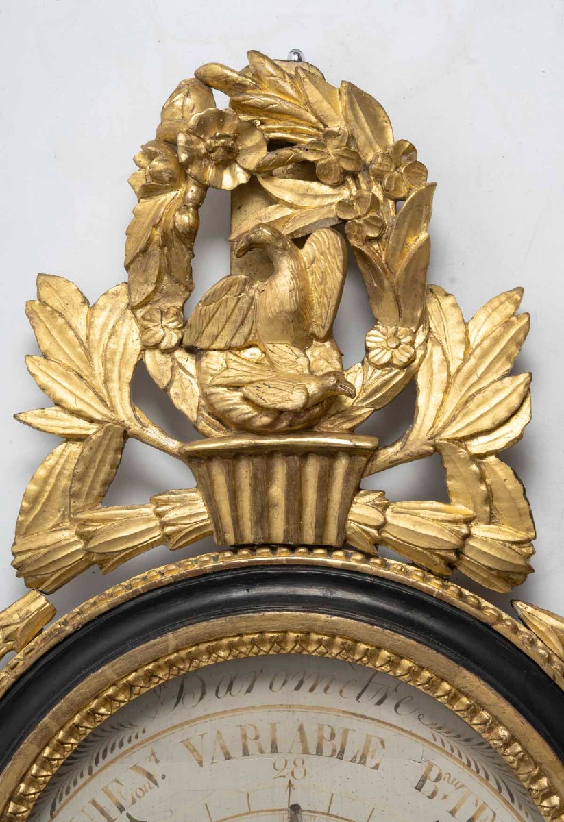 Wooden Barometer Carved According To Torricelli, From The Louis XVI Period (1774–1793). 18th C.-photo-4