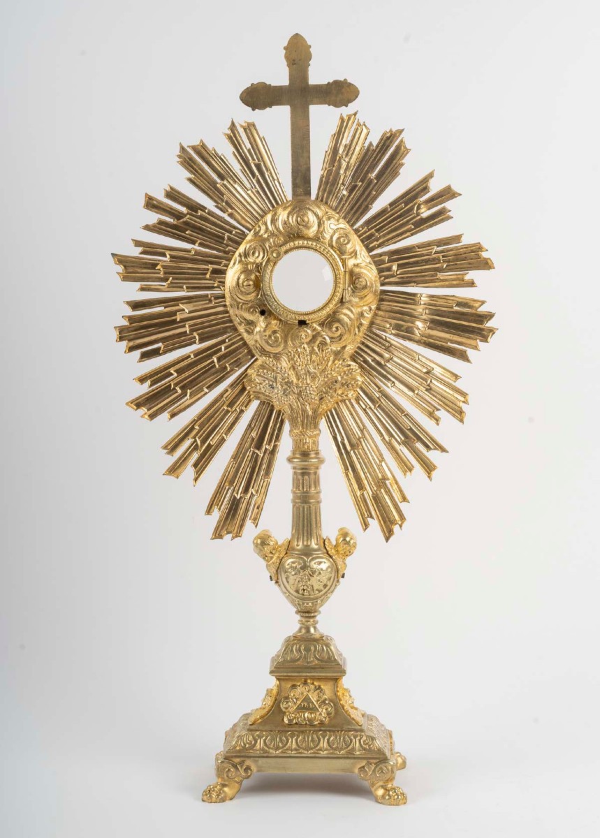Gilt Bronze Monstrance Decorated With Cherubs, 19th Century.-photo-4