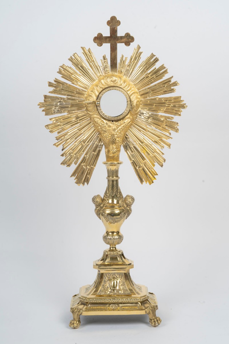 Ostensoir en bronze doré à décor de chérubins, d'époque Napoléon III (1848-1870), XIXème siècle-photo-1