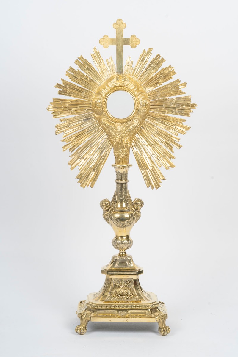 Ostensoir en bronze doré à décor de chérubins, d'époque Napoléon III (1848-1870), XIXème siècle