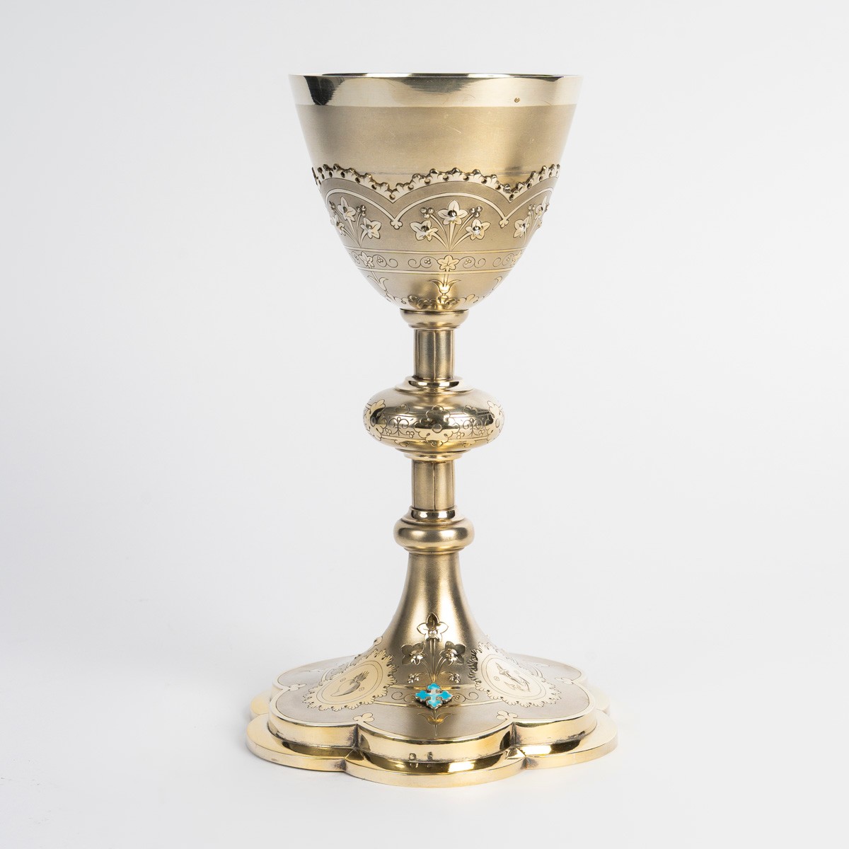 Chalice And Paten In Vermeil. 19th Century.-photo-3