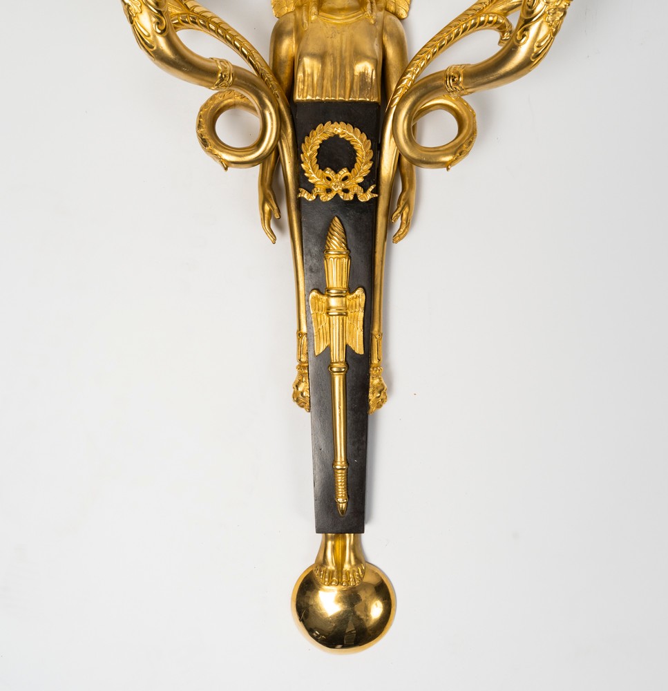 Paire d'appliques de style 1er Empire (1804 - 1815).  XIXe siècle.-photo-3