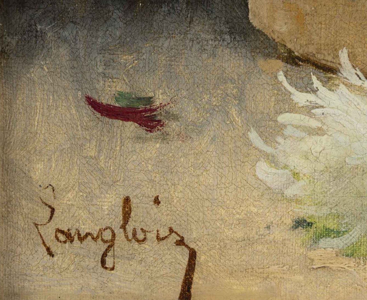 Eugène-henri Cauchois (1850–1911), Known As “langlois,” *bouquet Of Chrysanthemums*, 19th.-photo-2