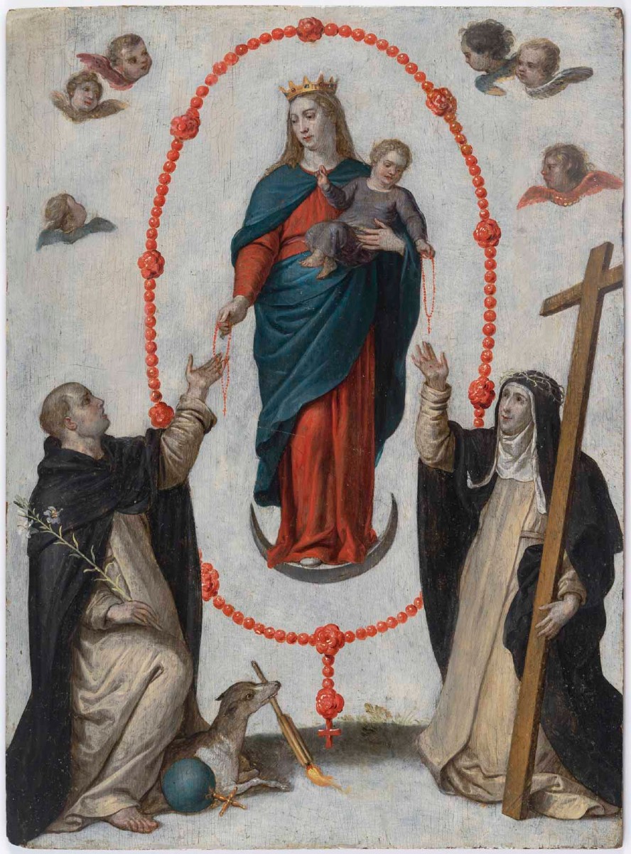 Oil On Wood Depicting The Virgin And Child, 17th Century.