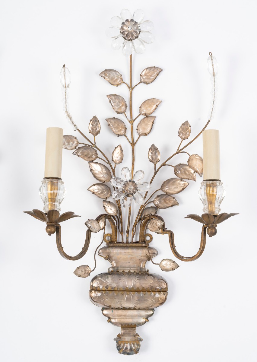 Paire d'appliques à la Marguerite,  de la Maison Baguès. XXe siècle.-photo-2