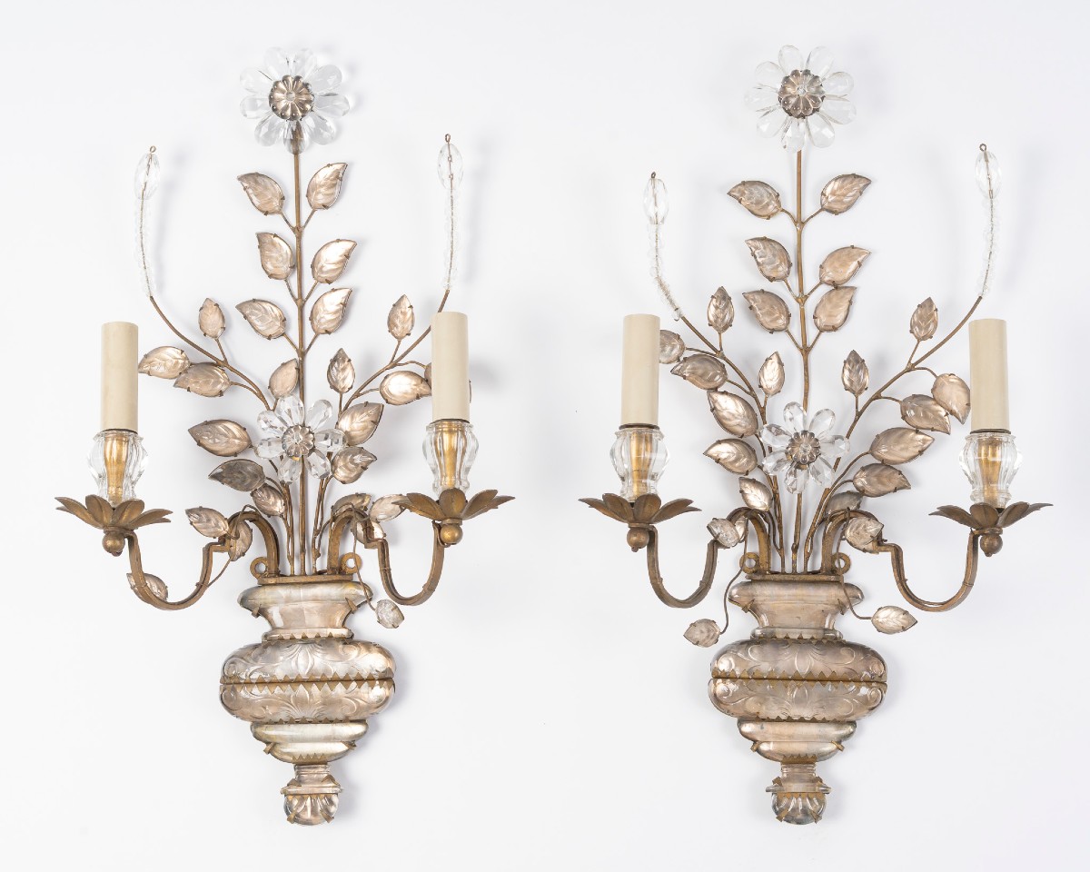 Paire d'appliques à la Marguerite,  de la Maison Baguès. XXe siècle.