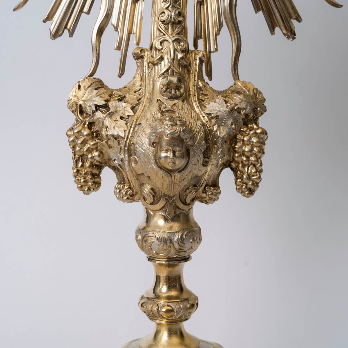 Silver And Vermeil Monstrance Decorated With Cherubs, From The Napoleon III Period, 19th-photo-3