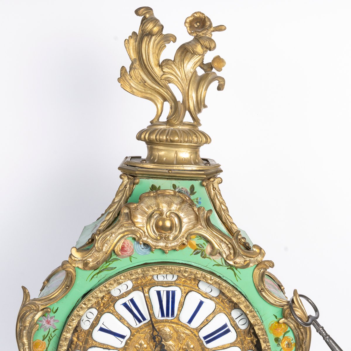 Cartel d'applique en bronze à décor floral, d'époque Louis XV (1724-1774), XVIIIème siècle.-photo-3