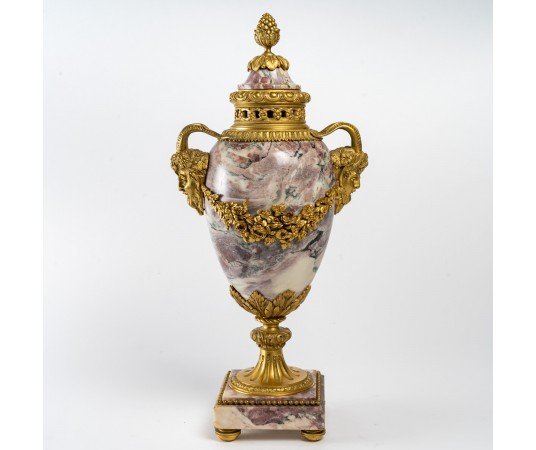 Pair Of Marble And Gilded Bronze Cassolettes, From The Napoleon III Period (1851–1870), 19th Century-photo-2