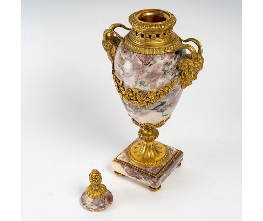 Pair Of Marble And Gilded Bronze Cassolettes, From The Napoleon III Period (1851–1870), 19th Century-photo-5