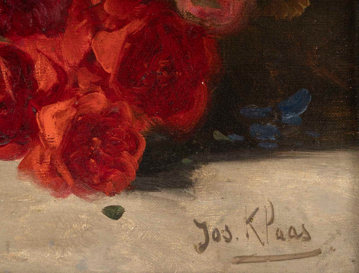 Oil On Canvas, Still Life With Flowers, Henri Schouten (1857–1927), 19th Century.-photo-2
