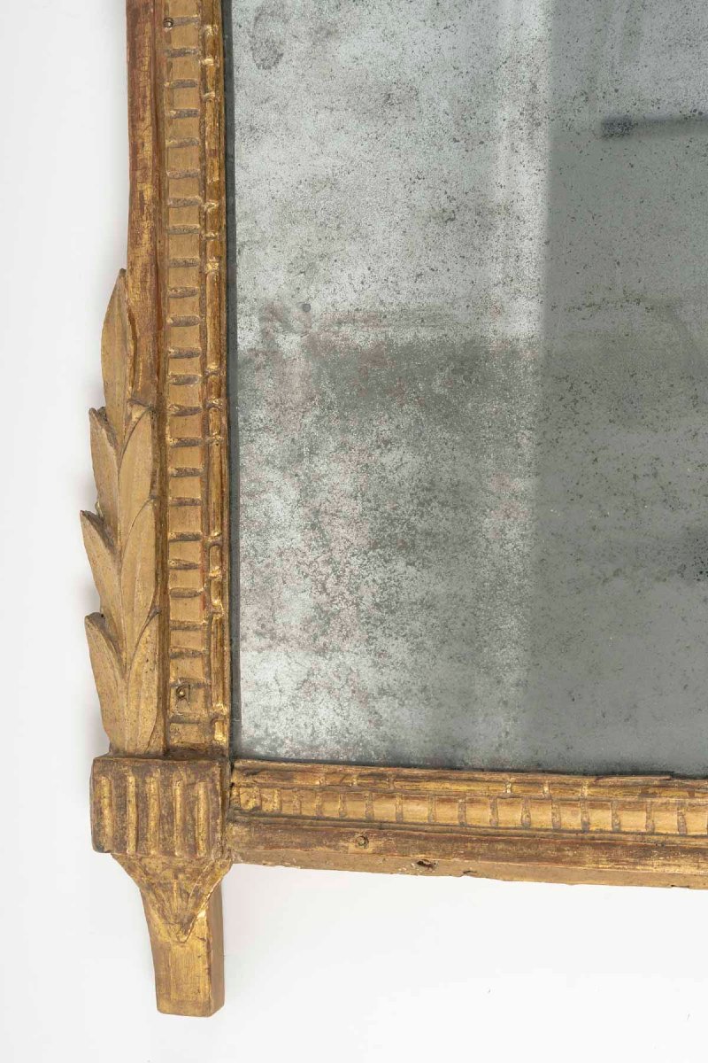 Gilded Wooden Pediment Mirror, Louis XVI Period (1774–1793). 18th Century.-photo-1