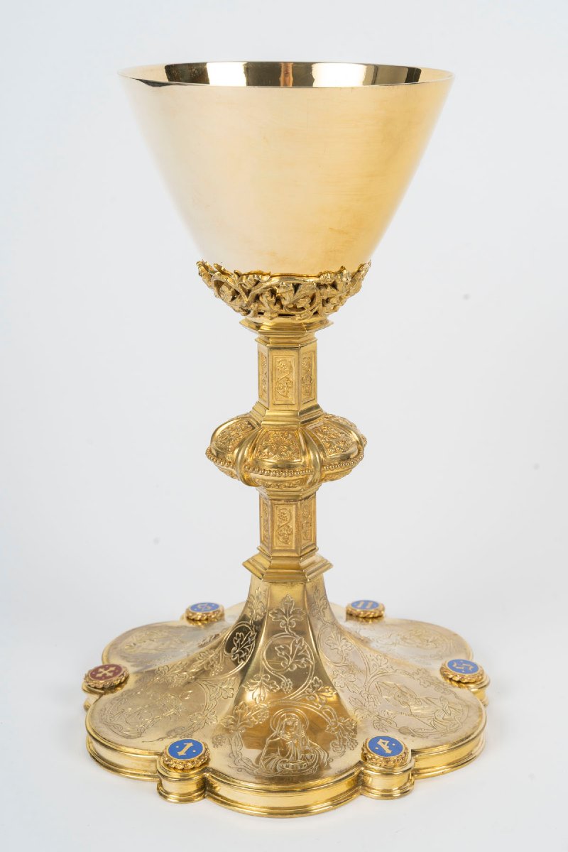 Neo-gothic-style Bronze Chalice. Late 19th–early 20th Century.