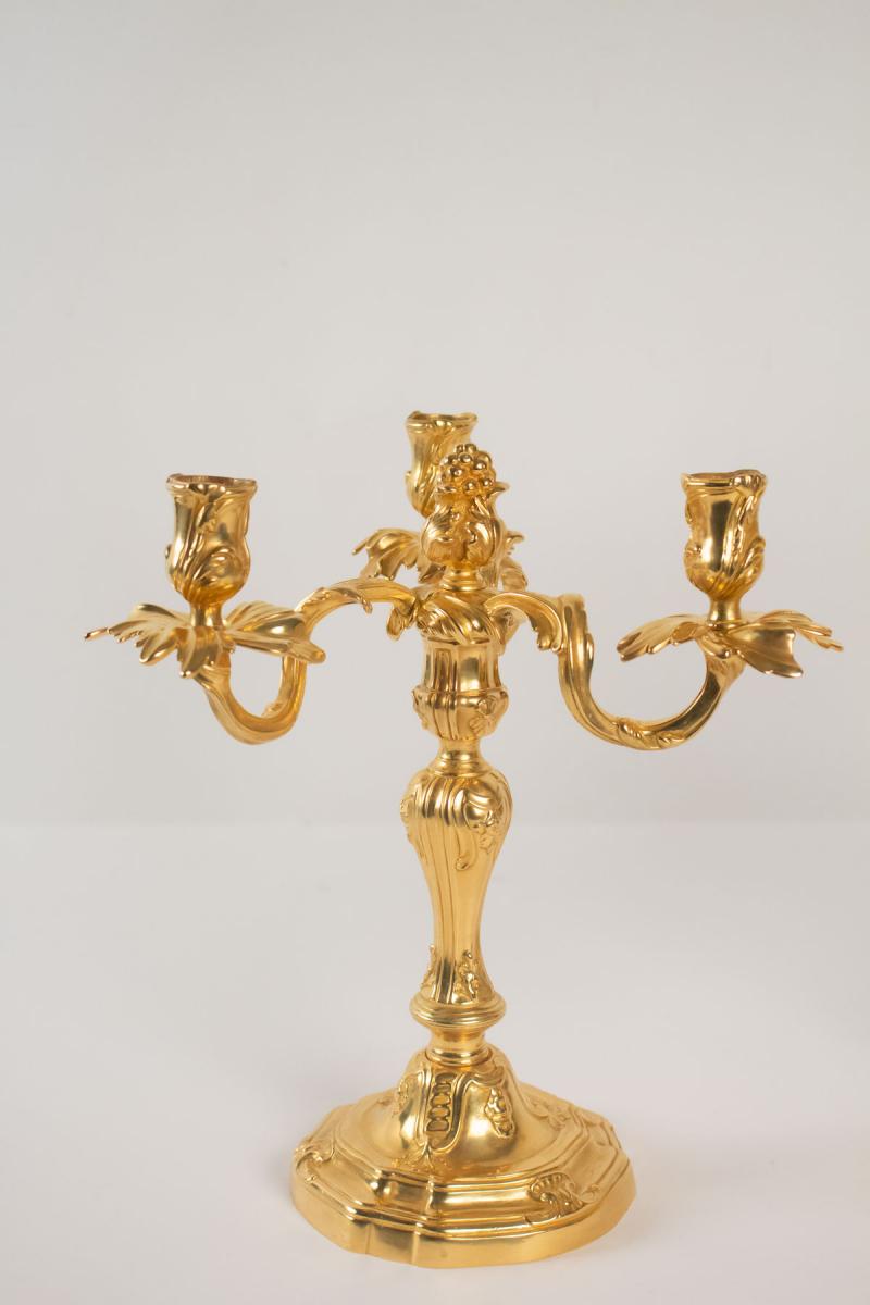 Paire De Candélabres De Style Louis XV d'époque Napoléon III (1848 - 1870).-photo-2