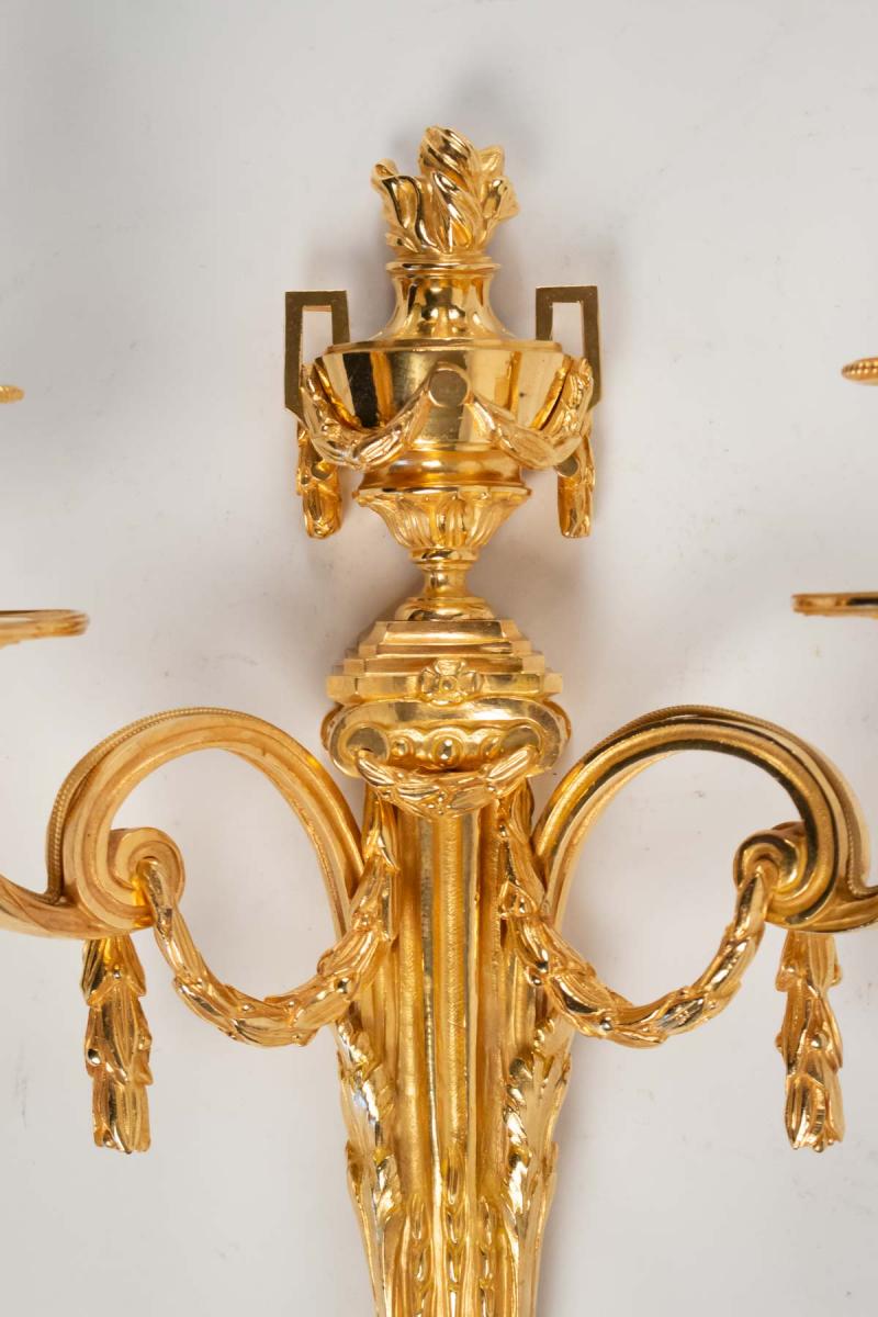Suite De Quatre Appliques De Style Louis XVI.-photo-3