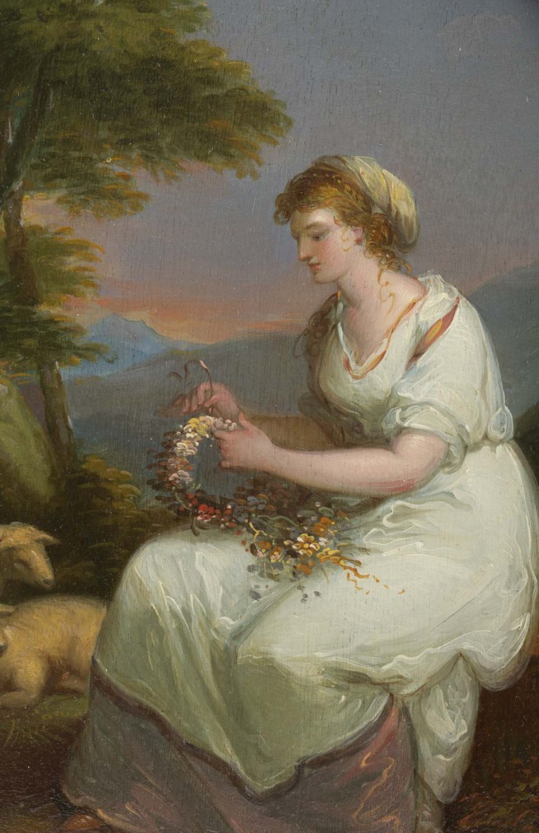 A Shepherdess With A Flower Wreath.-photo-3