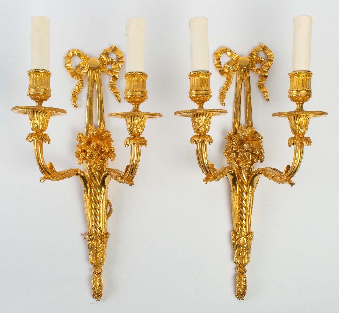 A Pair Of Louis XVI Style Wall Lights.