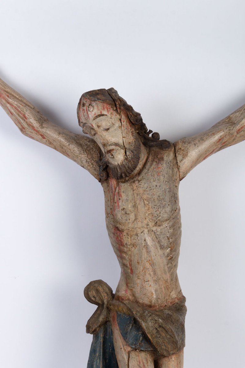 Christ En Bois Polychrome.-photo-2