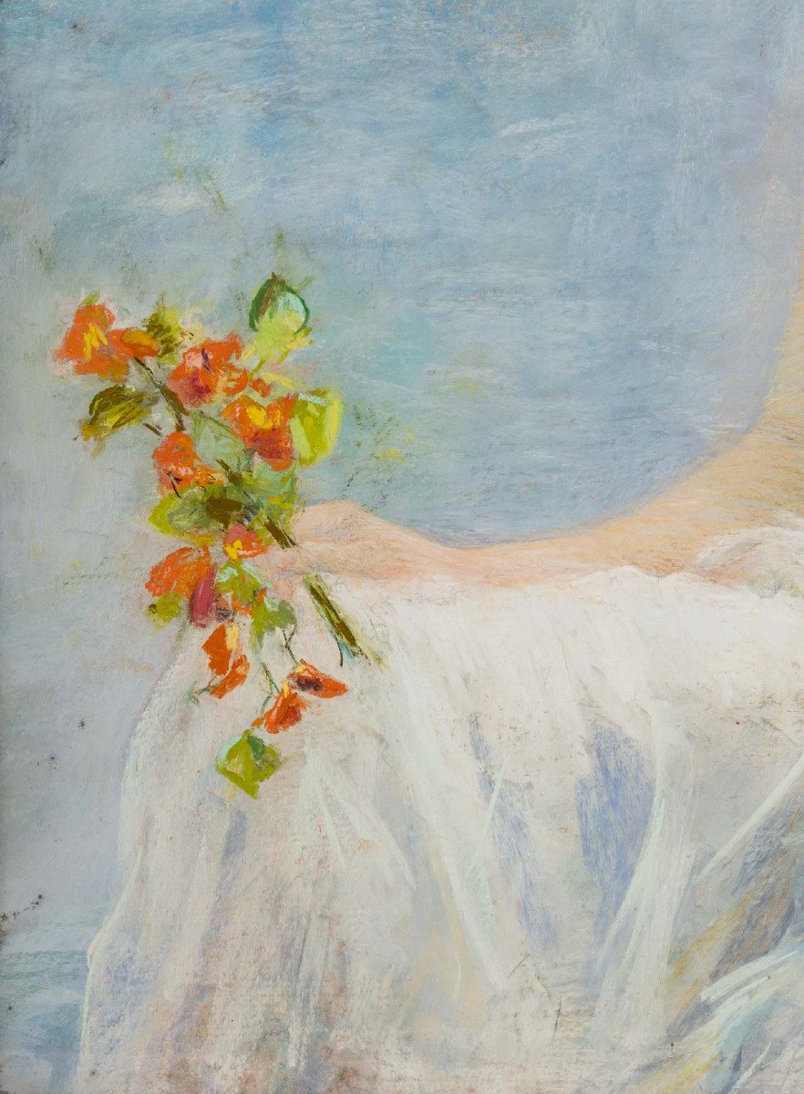 A Woman With A Bouquet Of Nasturtiums.-photo-4
