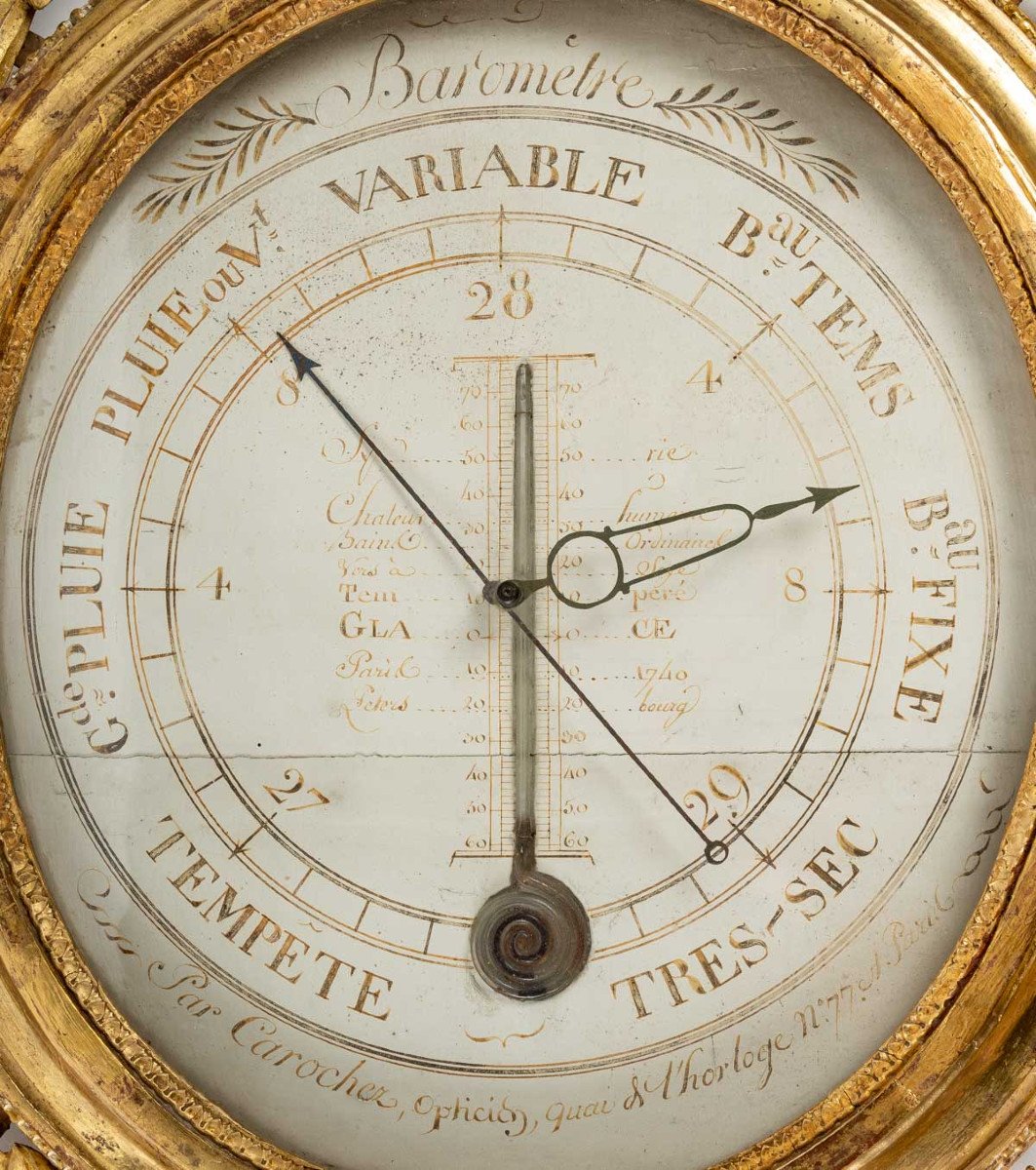Baromètre - Thermomètre d'époque Louis XVI (1774 - 1793).-photo-2