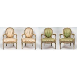 A Suite Of Four Transition Period Armchairs. 