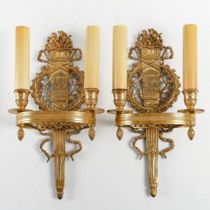 A Pair Of Wall - Lights In 1st Empire Style.