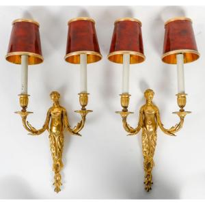 A Napoleon III Period (1851 - 1870) Pair Of Wall - Light In Louis XVI Style.