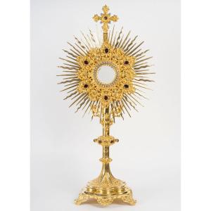 Grand Ostensoir en bronze doré, d'Epoque XIXe siècle.